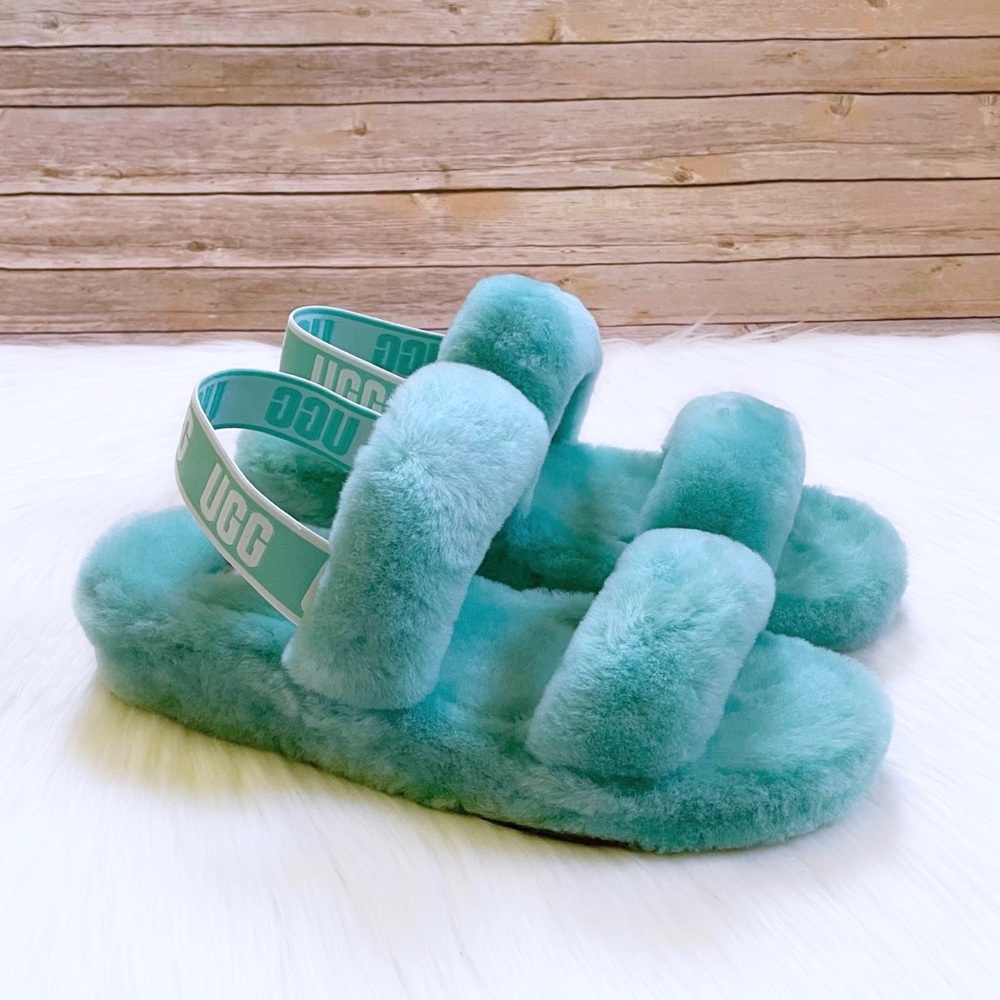 UGG Oh Yeah Sheepskin Slide Sandal Slippers In Tide Pool